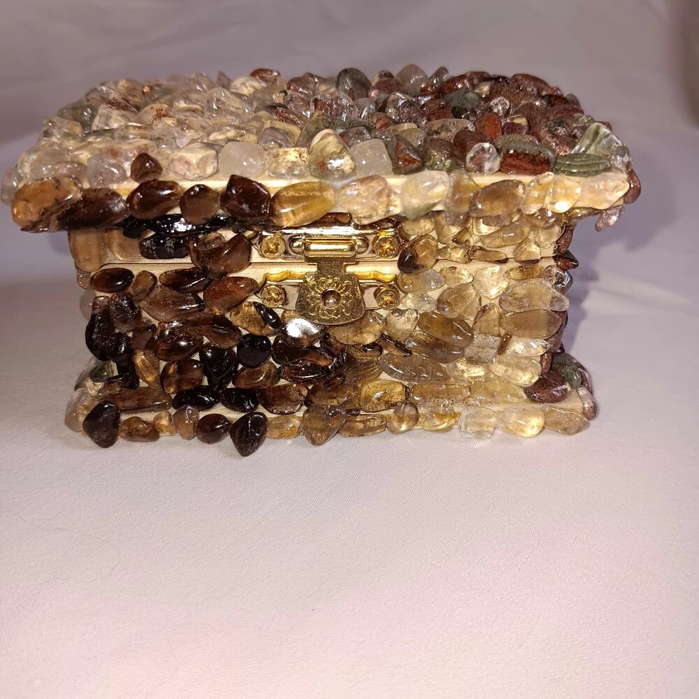 Smokey Quartz and Garden Quartz Wooden Trinket Box